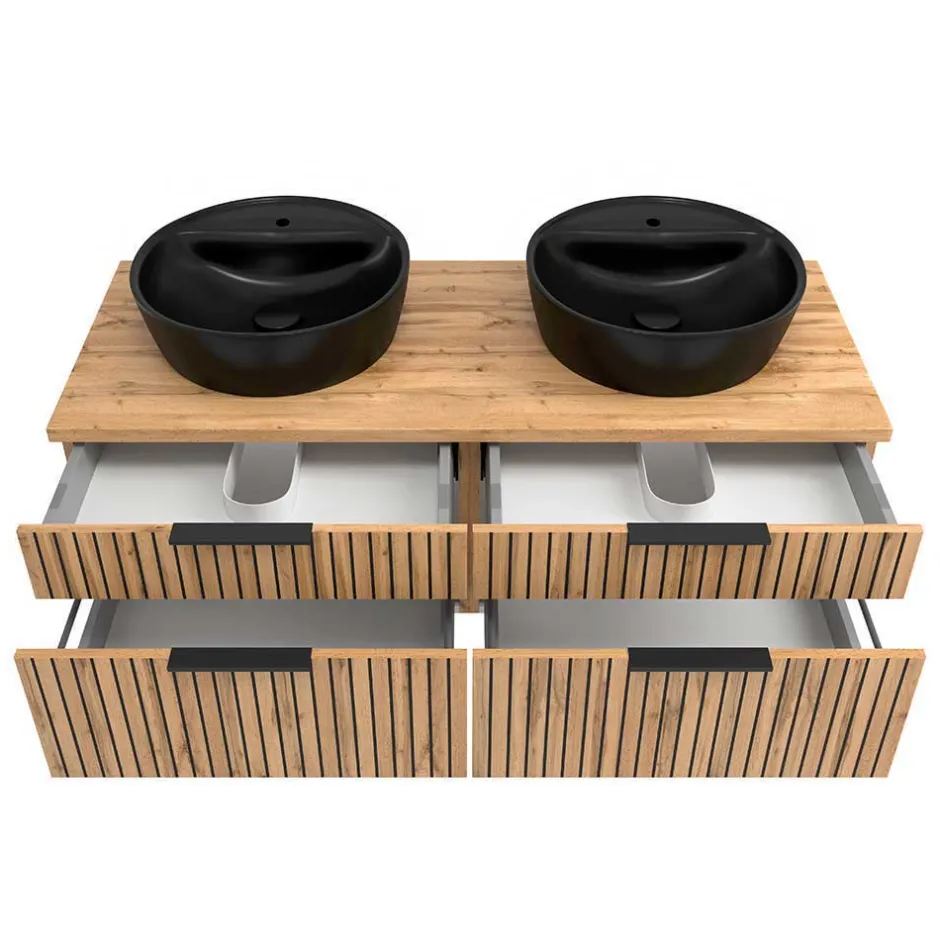 Wohnen Design Doppel-Waschtisch & Spiegelschrank - Crystoga (zweiteilig)