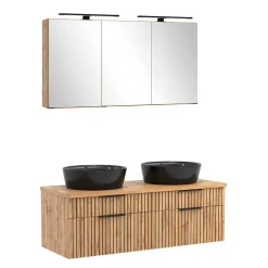 Wohnen Design Doppel-Waschtisch & Spiegelschrank - Crystoga (zweiteilig)