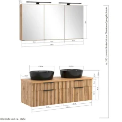 Wohnen Design Doppel-Waschtisch & Spiegelschrank - Crystoga (zweiteilig)