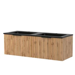 Wohnen Design Doppelwaschtisch mit Lichtspiegeln - Crystoga (dreiteilig)