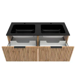 Wohnen Design Doppelwaschtisch mit Lichtspiegeln - Crystoga (dreiteilig)