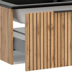 Wohnen Design Doppelwaschtisch mit Lichtspiegeln - Crystoga (dreiteilig)