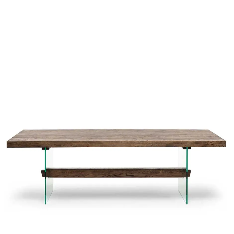 Wohnen Design Eiche Esstisch mit Glas Gestell - Ventida