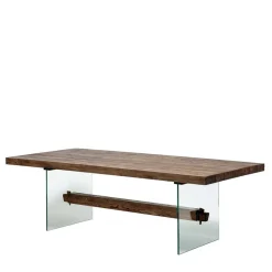 Wohnen Design Eiche Esstisch mit Glas Gestell - Ventida
