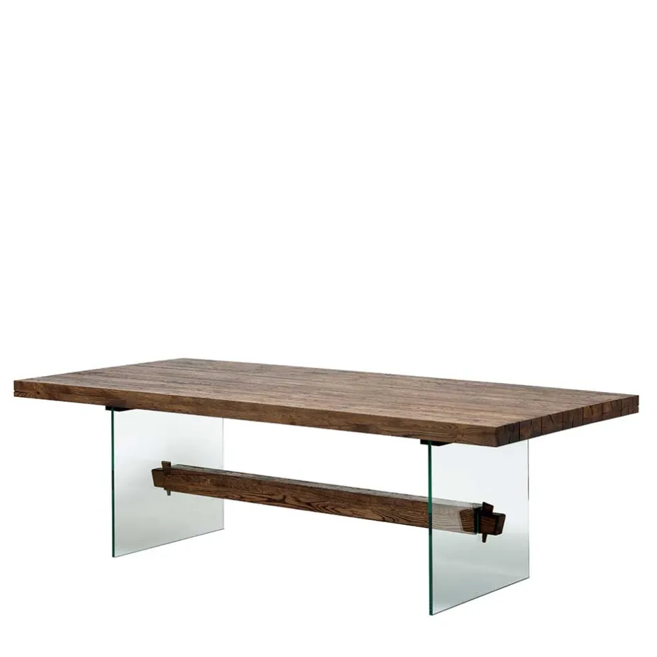 Wohnen Design Eiche Esstisch mit Glas Gestell - Ventida