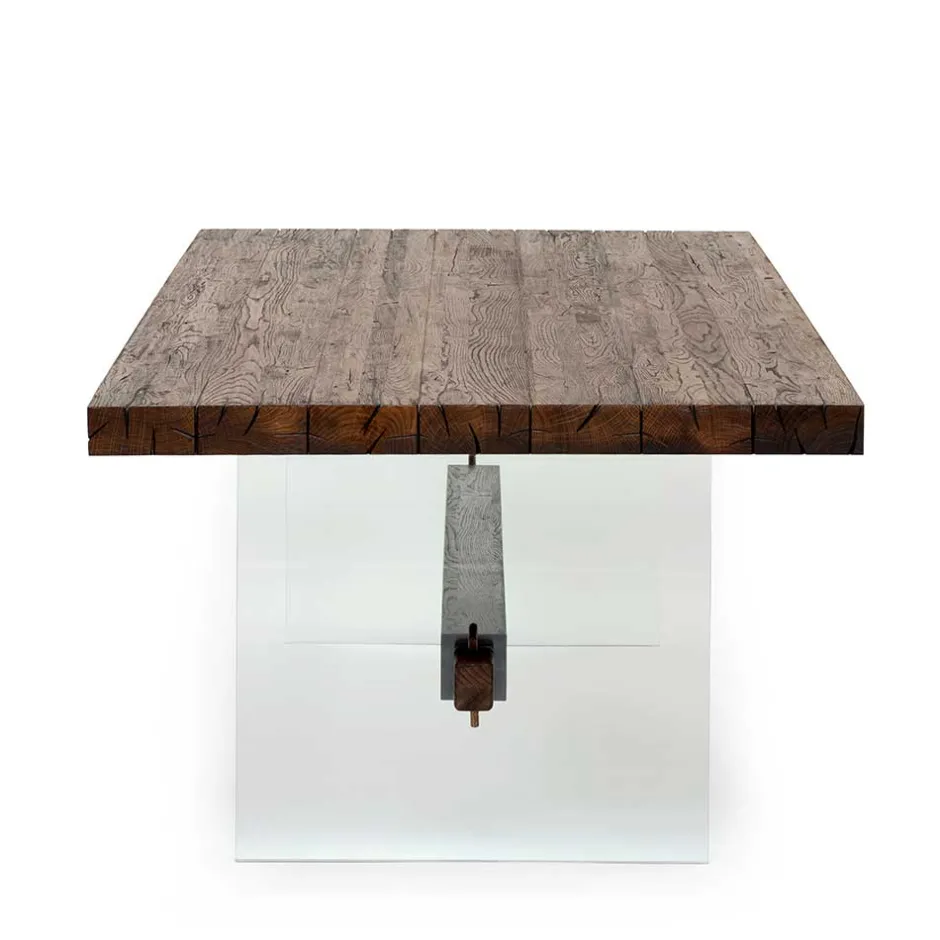 Wohnen Design Eiche Esstisch mit Glas Gestell - Ventida