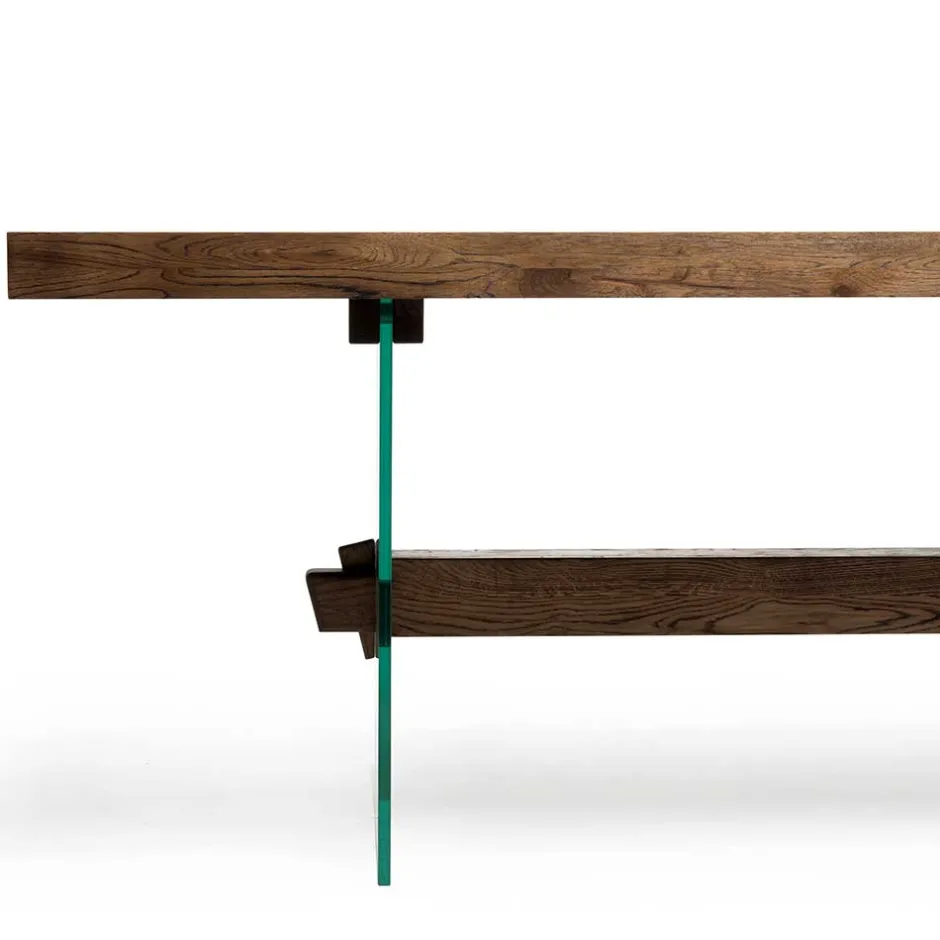 Wohnen Design Eiche Esstisch mit Glas Gestell - Ventida