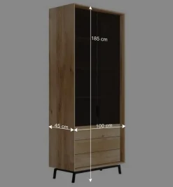 Design Eiche Schrank mit getönten Glastüren - Fabiella^Wohnen Discount