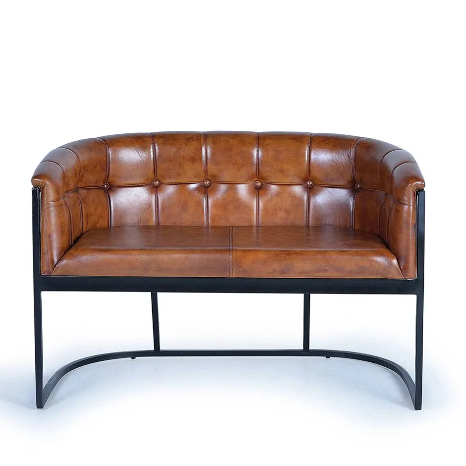 Wohnen Design Esstischsofa in Cognac Braun Leder - Citrosca