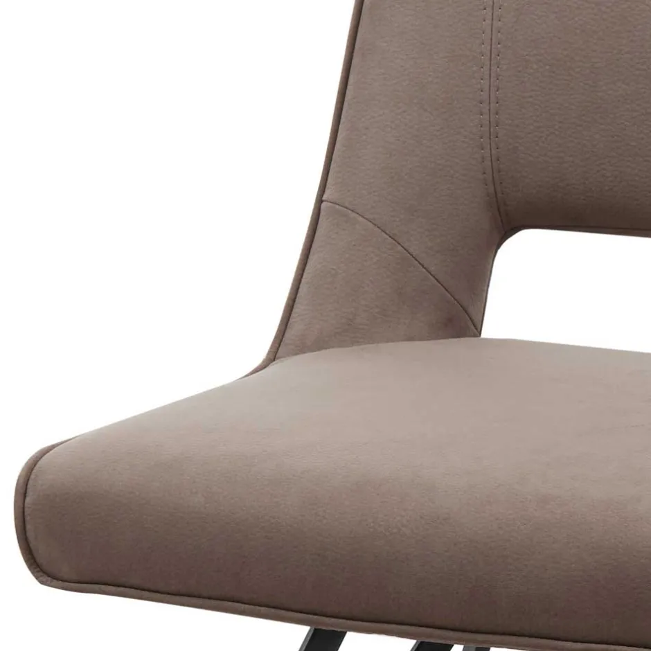 Wohnen Design Esszimmerstuhl in Taupe Microfaser - Aloha (2er Set)