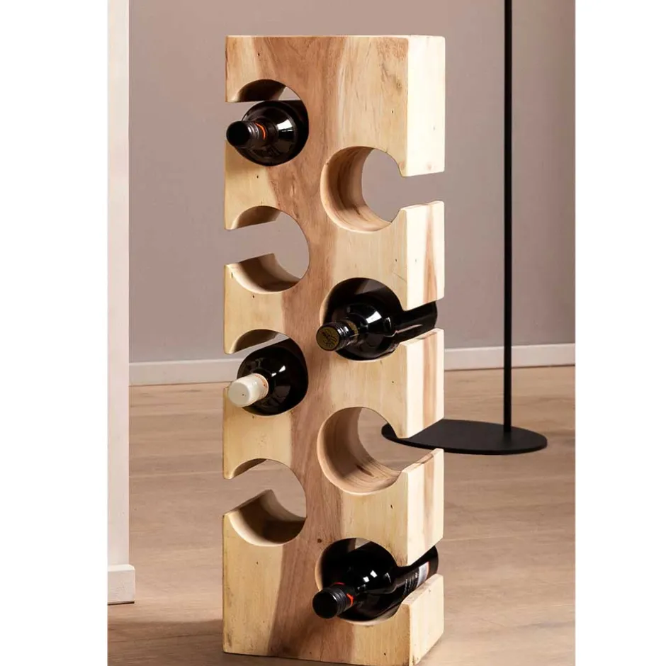 Design Flaschenregal aus Mangobaum Massivholz - Yucata^Wohnen Sale