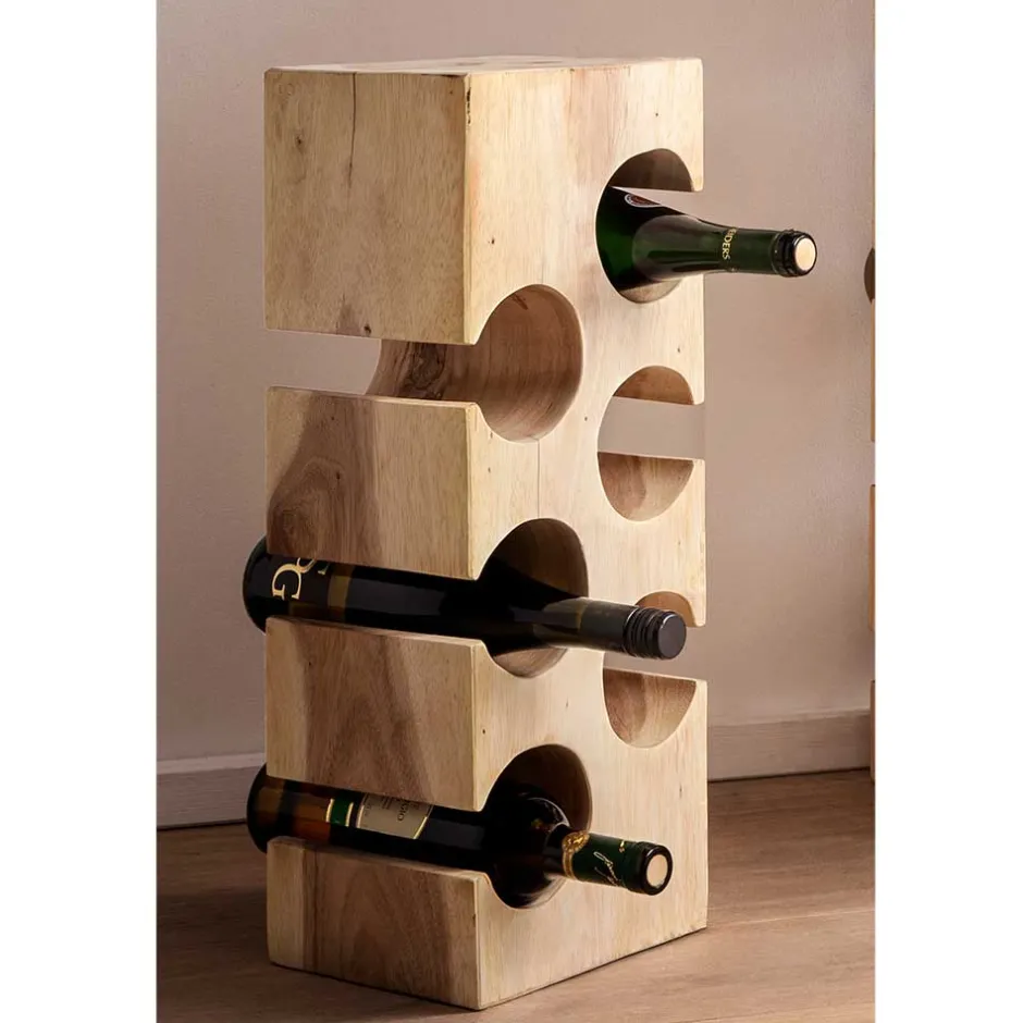 Design Flaschenregal aus Mangobaum Massivholz - Yucata^Wohnen Sale