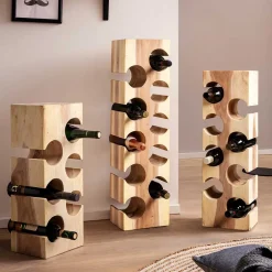 Design Flaschenregal aus Mangobaum Massivholz - Yucata^Wohnen Sale