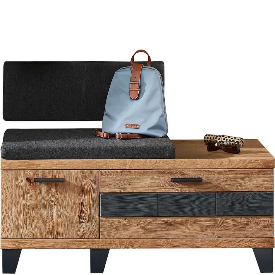 Design Flurbank aus Wildeiche in Natur & Grau - Elprisca^Wohnen Hot