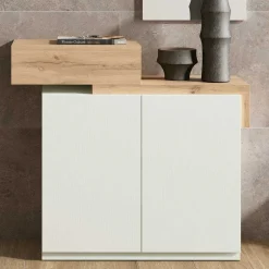 Wohnen Design Flurkommode & Spiegel Set - Gangizo (fünfteilig)