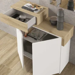 Wohnen Design Flurkommode & Spiegel Set - Gangizo (fünfteilig)