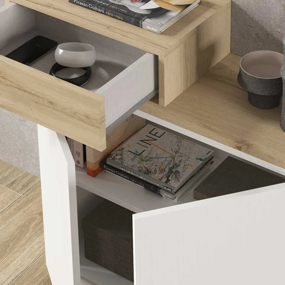 Wohnen Design Flurkommode & Spiegel Set - Gangizo (fünfteilig)