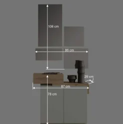 Wohnen Design Flurkommode & Spiegel Set - Gangizo (fünfteilig)