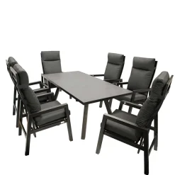 Design Gartentisch Gruppe in Dunkelgrau - Curedo (siebenteilig)^Wohnen Discount