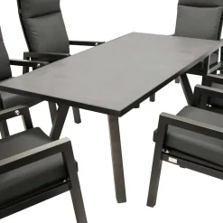 Design Gartentisch Gruppe in Dunkelgrau - Curedo (siebenteilig)^Wohnen Discount