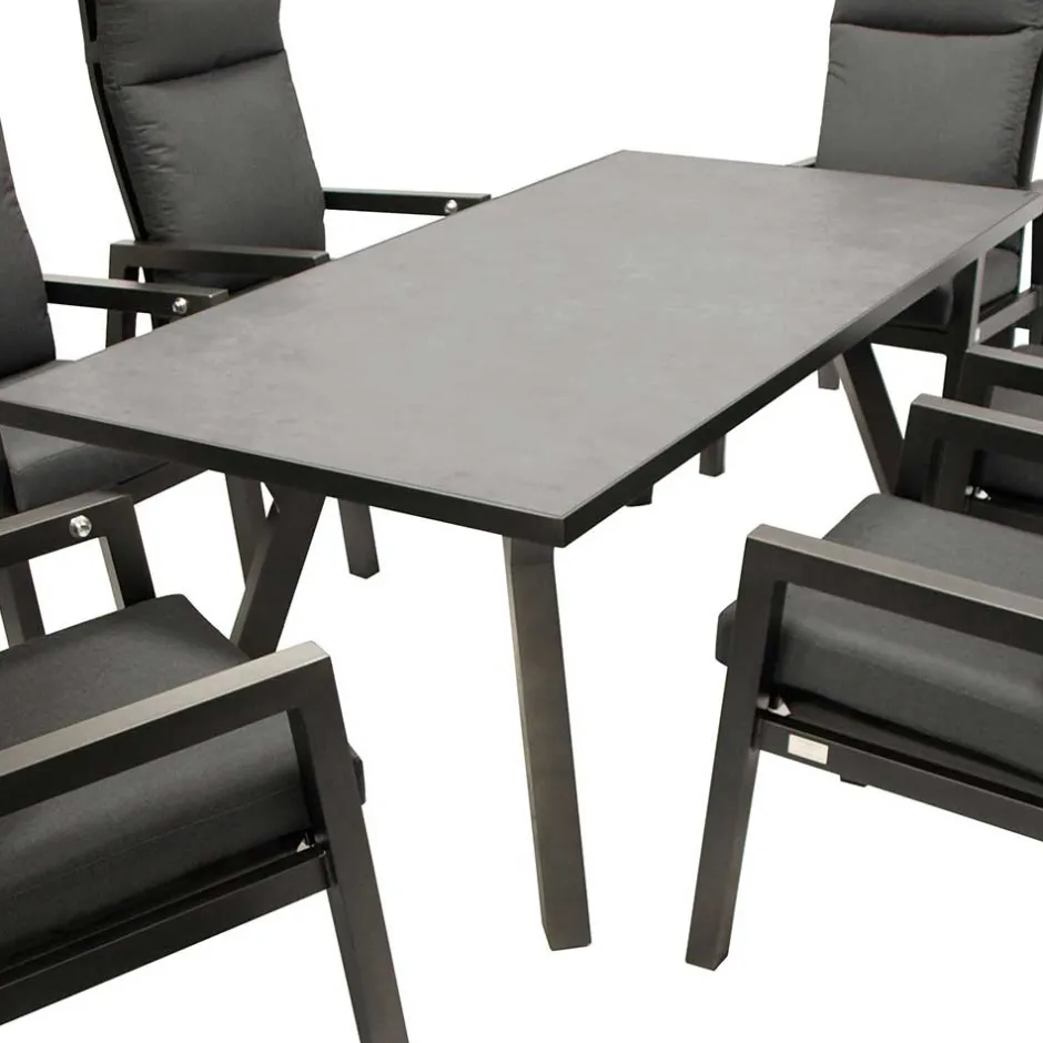 Design Gartentisch Gruppe in Dunkelgrau - Curedo (siebenteilig)^Wohnen Discount