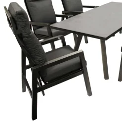 Design Gartentisch Gruppe in Dunkelgrau - Curedo (siebenteilig)^Wohnen Discount