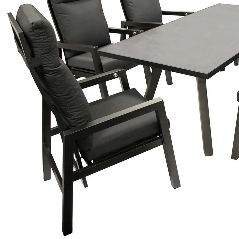 Design Gartentisch Gruppe in Dunkelgrau - Curedo (siebenteilig)^Wohnen Discount