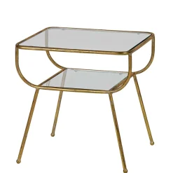 Wohnen Design Glastisch mit Gestell Messing Cateyna mit 2 Platten