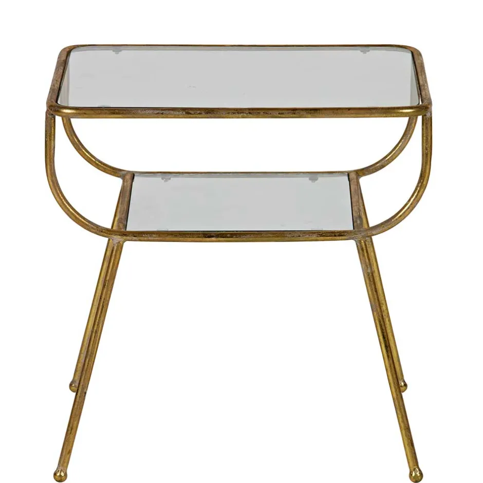 Wohnen Design Glastisch mit Gestell Messing Cateyna mit 2 Platten