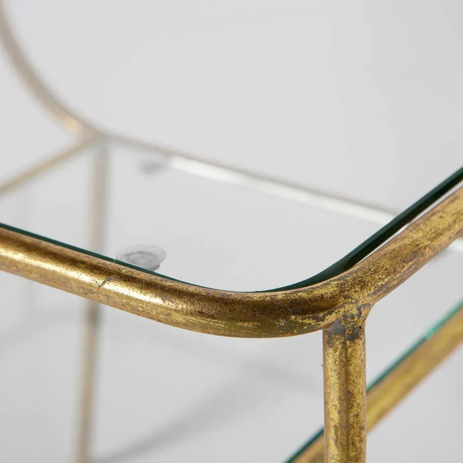 Wohnen Design Glastisch mit Gestell Messing Cateyna mit 2 Platten