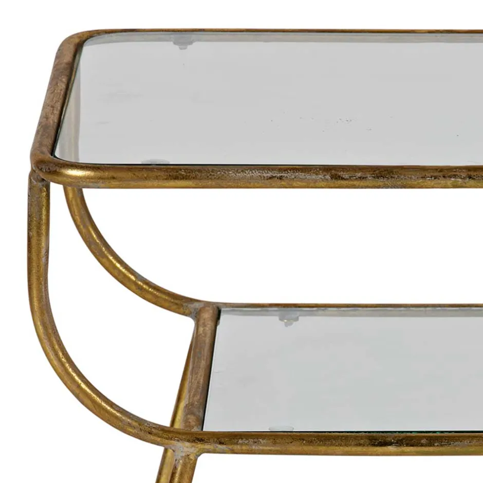 Wohnen Design Glastisch mit Gestell Messing Cateyna mit 2 Platten