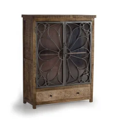 Wohnen Design Highboard mit Glas Metalltüren - Everton