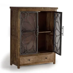 Wohnen Design Highboard mit Glas Metalltüren - Everton
