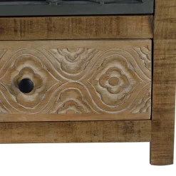 Wohnen Design Highboard mit Glas Metalltüren - Everton