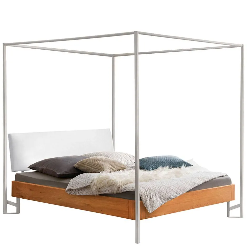 Wohnen Design Himmelbett in Eiche Natur & Weiß - Risa