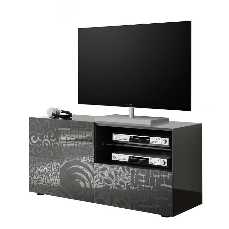 Design Hochglanz TV Element in Anthrazit - Ipatal^Wohnen Clearance