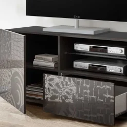 Design Hochglanz TV Element in Anthrazit - Ipatal^Wohnen Clearance