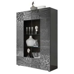 Wohnen Design Hochglanz Vitrine in Anthrazit - Ipatal