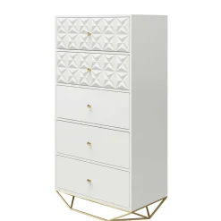 Wohnen Design Hochkommode in Weiß & Gold - Fiolpedo