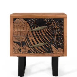 Wohnen Design Holz Nachtkommode mit Schnitzerei und Lack - Marcel