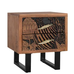 Wohnen Design Holz Nachtkommode mit Schnitzerei und Lack - Marcel