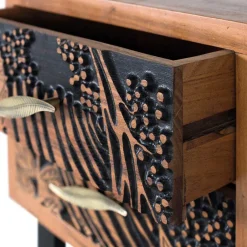 Wohnen Design Holz Nachtkommode mit Schnitzerei und Lack - Marcel