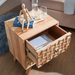 Wohnen Design Holz Nachtkommode aus Akazie - Liniavo
