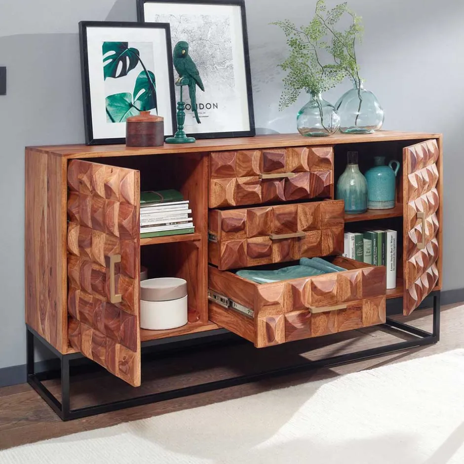 Design Holz Sideboard mit Bügelgestell - Rusty^Wohnen Online