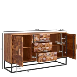 Design Holz Sideboard mit Bügelgestell - Rusty^Wohnen Online