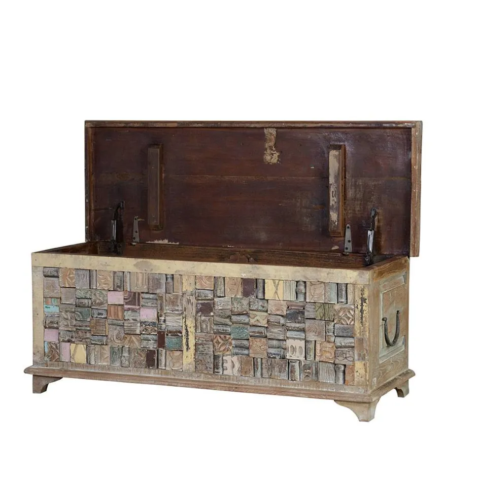 Wohnen Design Holztruhe mit flachem Deckel - Gregoriana