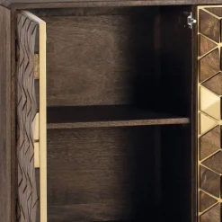 Wohnen Design Kombi-Kommode in Walnuss Braun und Gold - Feregato