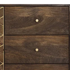 Wohnen Design Kombi-Kommode in Walnuss Braun und Gold - Feregato