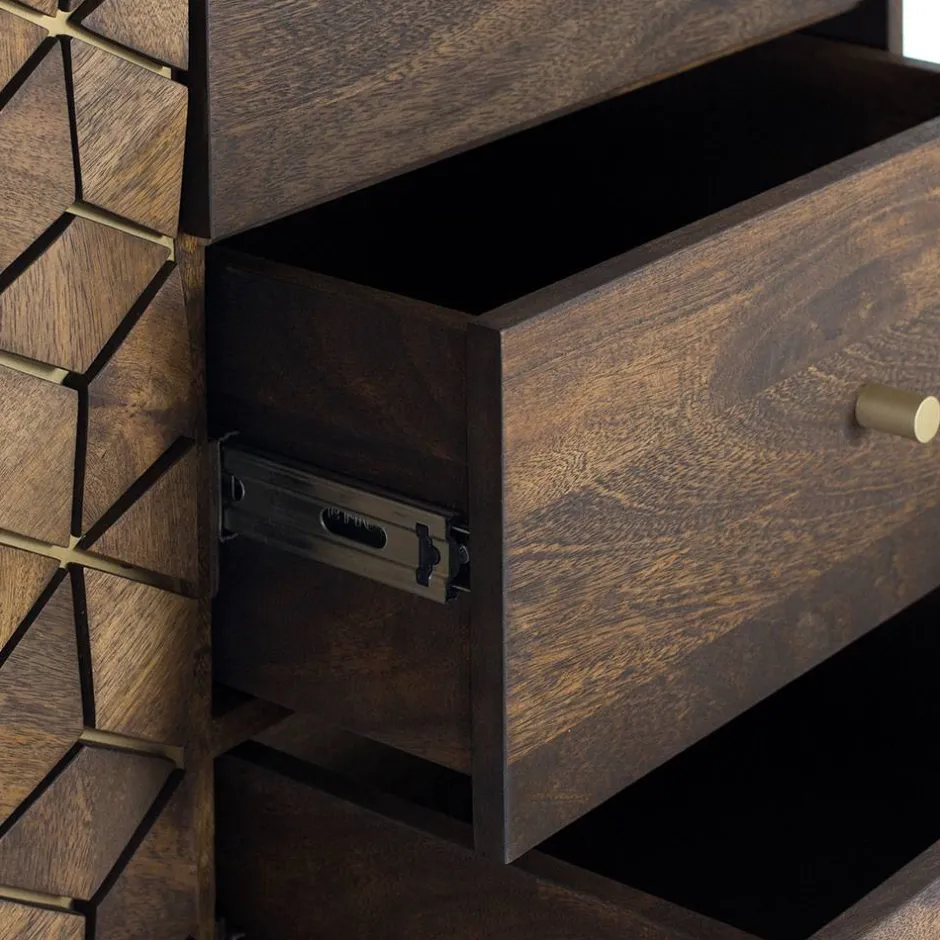 Wohnen Design Kombi-Kommode in Walnuss Braun und Gold - Feregato