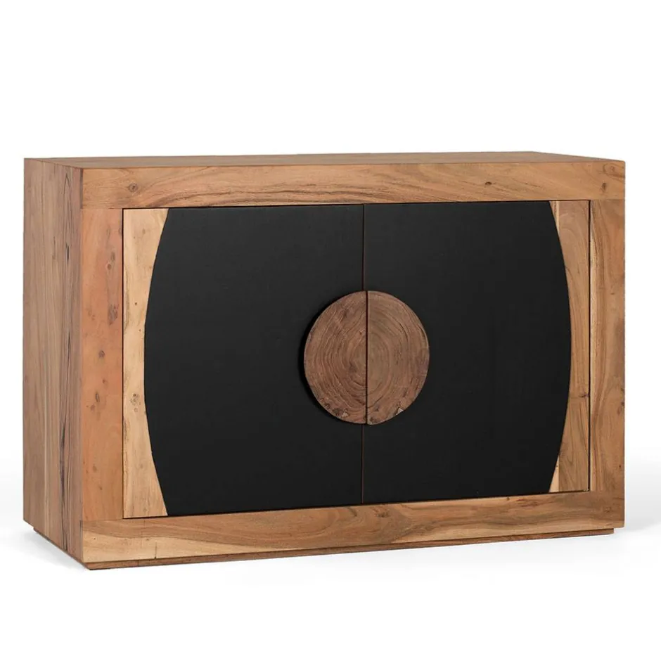 Wohnen Design Kommode in Natur und Schwarz - Lugano